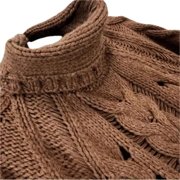 TSE Alpaca wool chunky oversized luxury sweater turtleneck knit Sz M - Picture 11 of 11